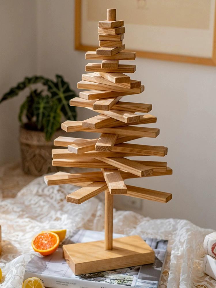 main_739924550589_0 크리스마스 장식 물푸레나무 원목 나무 모양 책상 장식품 책꽂이 창의적인 보석 스탠드 크리스마스 선물 - 이미지 1