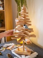 크리스마스 장식 물푸레나무 원목 나무 모양 책상 장식품 책꽂이 창의적인 보석 스탠드 크리스마스 선물 - 이미지 4