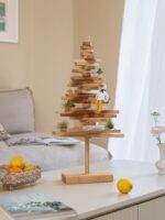 크리스마스 장식 물푸레나무 원목 나무 모양 책상 장식품 책꽂이 창의적인 보석 스탠드 크리스마스 선물 - 이미지 5