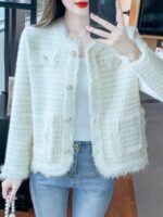 샤넬 스타일 라운드넥 카디건 재킷 여성용 봄 2025 가을 겨울 신스타일 하이엔드 슬리밍 패션 노화 방지 상의