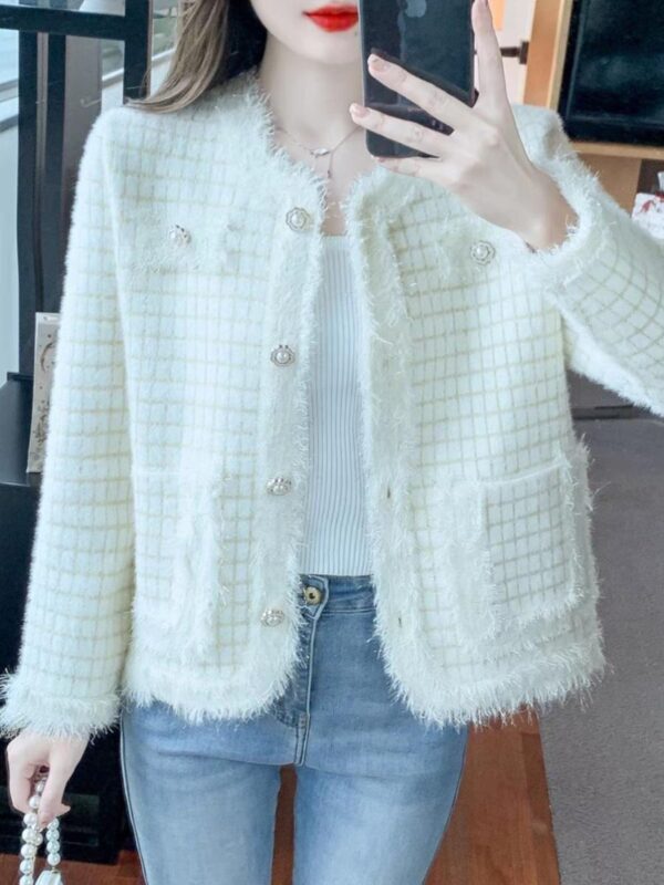 샤넬 스타일 라운드넥 카디건 재킷 여성용 봄 2025 가을 겨울 신스타일 하이엔드 슬리밍 패션 노화 방지 상의