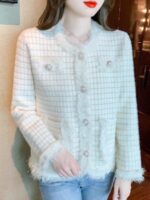 샤넬 스타일 라운드넥 카디건 재킷 여성용 봄 2025 가을 겨울 신스타일 하이엔드 슬리밍 패션 노화 방지 상의 - 이미지 3