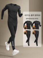 남성용 보온 속옷 세트, 겨울용 플리스 안감 스포츠 타이트핏 베이스 레이어, 고탄성 스웨터 및 바지.