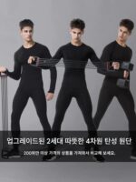 남성용 보온 속옷 세트, 겨울용 플리스 안감 스포츠 타이트핏 베이스 레이어, 고탄성 스웨터 및 바지. - 이미지 2