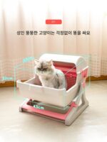 반자동, 세척이 간편한 고양이용 변기, 대형, 반밀폐형, 모래방지, 고양이 화장실, 반려동물용품 - 이미지 4