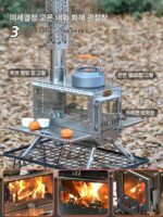 절묘한 캠핑 엘프 나무 난로 3면 화덕 304 벽난로 오븐 입자 창고 야외 텐트 난방 피크닉 난로 - 이미지 3