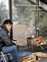 절묘한 캠핑 엘프 나무 난로 3면 화덕 304 벽난로 오븐 입자 창고 야외 텐트 난방 피크닉 난로 - 이미지 4