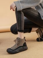 대형 사이즈 여성화 41~43 가을 겨울 플러스 벨벳 마틴 부츠 여성 하이탑 여성 부츠 숏 부츠 레트로 코튼 슈즈 캐주얼 슈즈 - 이미지 3