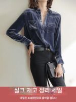 벨벳 여성용 셔츠 봄 가을 프랑스 기질 속옷 수출용 상의 디자인 틈새 고급 바텀 셔츠