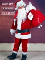 벨벳 산타클로스 의상 성인 남녀 크리스마스 노인 할아버지 의상 세트 코스 의류