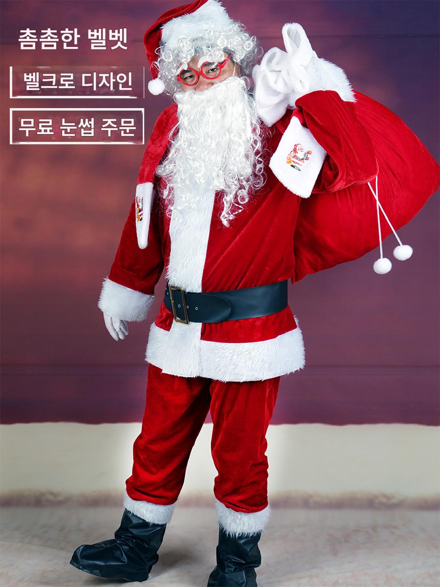 main_749344423778_0 벨벳 산타클로스 의상 성인 남녀 크리스마스 노인 할아버지 의상 세트 코스 의류 - 이미지 1
