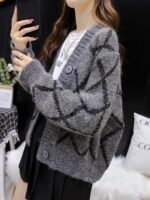 시원하고 세련된 두꺼운 스웨터 카디건 여성용 V넥 스팽글 헤비듀티 올매치 니트 스웨터 이너 코트 봄 가을 겨울 - 이미지 2