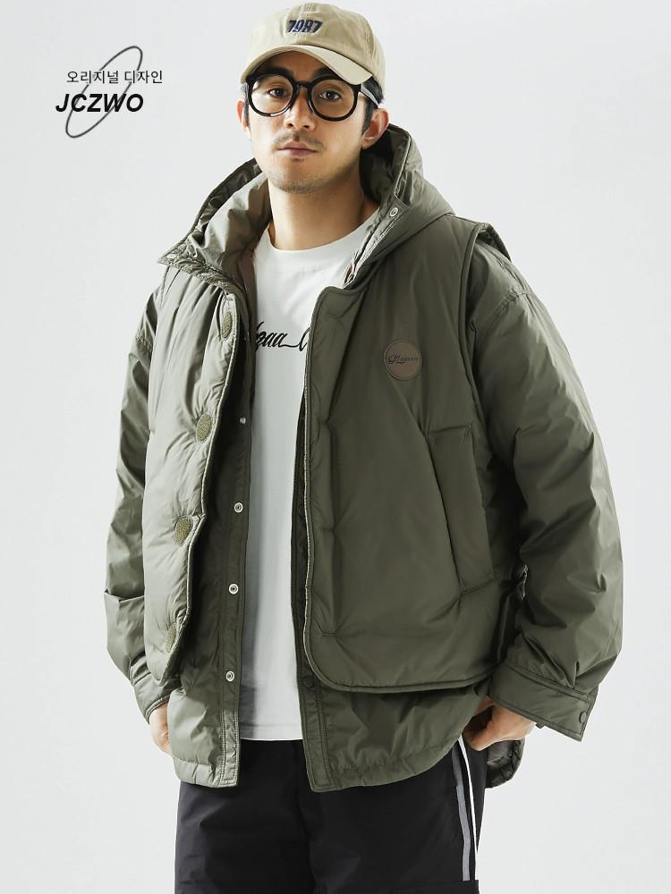 main_755223533125_0 2피스 디자인, 90% 다운 플리스 남성용 작업복 후드 따뜻한 조끼, 새로운 겨울 스타일, 두꺼운 남성용 겉옷. - 이미지 1