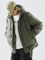 2피스 디자인, 90% 다운 플리스 남성용 작업복 후드 따뜻한 조끼, 새로운 겨울 스타일, 두꺼운 남성용 겉옷. - 이미지 4