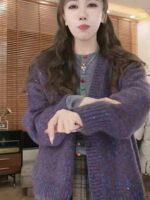 디자인 감각이 뛰어나고 캐주얼하면서도 활용도가 높은 싱글 브레스트 니트 가디건, 겨울 한국 스타일 레이지 스타일 슬림 울 스웨터 재킷 탑 - 이미지 3