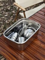 LTHW Travel Teng 야외 식기 휴대용 세트 캠핑용품 장비 피크닉 그릇, 접시, 컵, 젓가락 및 숟가락 304 스테인리스 스틸 - 이미지 5