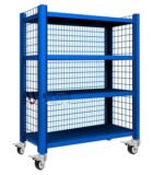 바퀴 달린 컨테이너가 있는 견고한 두꺼운 창고 보관 선반 그리드 이동식 랙 다층 홈 조정 - 이미지 3