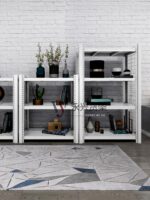 바퀴 달린 컨테이너가 있는 견고한 두꺼운 창고 보관 선반 그리드 이동식 랙 다층 홈 조정 - 이미지 4