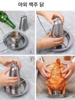 스테인리스 스틸 칠면조 랙 가정용 로스트 치킨 랙 그릴 팬 바베큐 랙 야외 캠핑 바베큐 랙 바베큐 BBQ 분리형 - 이미지 2