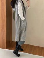 2024년 유럽 인기 하이엔드 스트라이프 니트 카디건 여성용 니치 시크 기질 후드 미디 길이 코트 - 이미지 4