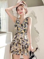 2025년 신상품 여성용 원피스 수영복 보수적 배 가리기, 슬리밍, 작은 가슴 밀어내기 스틸 서포트 여성 수영복 온천