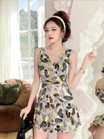 2025년 신상품 여성용 원피스 수영복 보수적 배 가리기, 슬리밍, 작은 가슴 밀어내기 스틸 서포트 여성 수영복 온천 - 이미지 3