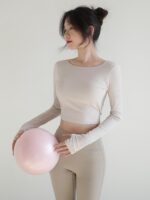 여성 요가복, 슬림핏, 긴팔, 섹시 스포츠, 아름다운 등, 가을 겨울 아우터웨어, 러닝 트레이닝, 기질 피트니스 상의 - 이미지 2