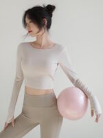 여성 요가복, 슬림핏, 긴팔, 섹시 스포츠, 아름다운 등, 가을 겨울 아우터웨어, 러닝 트레이닝, 기질 피트니스 상의 - 이미지 3