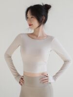 여성 요가복, 슬림핏, 긴팔, 섹시 스포츠, 아름다운 등, 가을 겨울 아우터웨어, 러닝 트레이닝, 기질 피트니스 상의 - 이미지 4