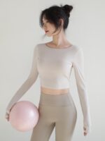 여성 요가복, 슬림핏, 긴팔, 섹시 스포츠, 아름다운 등, 가을 겨울 아우터웨어, 러닝 트레이닝, 기질 피트니스 상의 - 이미지 5