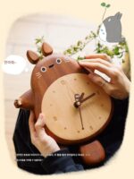 정품 이웃집 토토로 벽시계/단단한 나무 진자 시계 귀여운 거실 벽 장식 벽시계 인 스타일 창의적인 어린이 방 시계 - 이미지 2