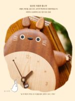 정품 이웃집 토토로 벽시계/단단한 나무 진자 시계 귀여운 거실 벽 장식 벽시계 인 스타일 창의적인 어린이 방 시계 - 이미지 3