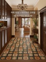 현관문 진입 매트, 미끄럼 방지 매트, 고급 매트용 맞춤형 마이야르 무세척 미국 레트로 가죽 바닥 매트