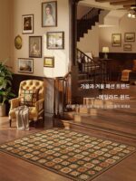 현관문 진입 매트, 미끄럼 방지 매트, 고급 매트용 맞춤형 마이야르 무세척 미국 레트로 가죽 바닥 매트 - 이미지 2