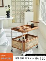 NORCHAIR 미드센추리 디자이너 원목 커피 테이블 심플 모바일 수납 소파 사이드 테이블 홈 수납 카트