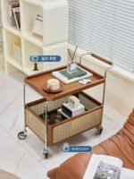 NORCHAIR 미드센추리 디자이너 원목 커피 테이블 심플 모바일 수납 소파 사이드 테이블 홈 수납 카트 - 이미지 2