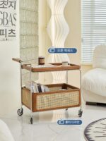 NORCHAIR 미드센추리 디자이너 원목 커피 테이블 심플 모바일 수납 소파 사이드 테이블 홈 수납 카트 - 이미지 3
