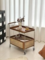 NORCHAIR 미드센추리 디자이너 원목 커피 테이블 심플 모바일 수납 소파 사이드 테이블 홈 수납 카트 - 이미지 4