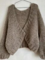 (재고 있음) 가을 겨울 느긋한 스타일 긴팔 스웨터 재킷 여성 브라운 V넥 시크 유니크 니트 카디건 탑 - 이미지 5