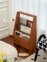 레이지스페이스 심플 레트로 원목 잡지꽂이 인터넷 셀럽 커피숍 소형 책꽂이 홈 벽면 수납장 - 이미지 2