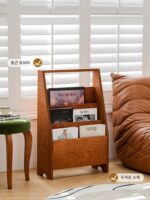 레이지스페이스 심플 레트로 원목 잡지꽂이 인터넷 셀럽 커피숍 소형 책꽂이 홈 벽면 수납장 - 이미지 3