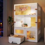 고양이 케이지 가정용 실내 고양이 변기 상자 화장실 통합 대형 공간 둥지 작은 아파트 공간을 차지하지 않는 고양이 빌라 매트 장식품