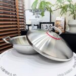 18/10 스테인리스 스틸 프라이팬 가정용 대형 두꺼운 이중 귀 코팅되지 않은 노스틱 둥근 바닥 프라이팬 대형 찜기 - 이미지 3