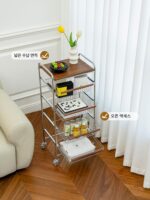 레이지스페이스 가정용 이동식 수납대 네트 셀러브리티 거실 간식대 심플 소형 아파트 카트 사이드 테이블 - 이미지 3