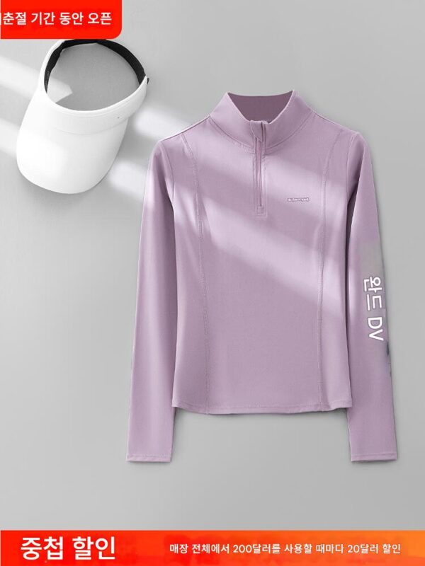 아웃도어 긴팔 여성용 신상품 가을 겨울 통기성 슬림 요가복 속건성 반지퍼 상의 피트니스 모닝 러닝 스포츠웨어