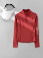 아웃도어 긴팔 여성용 신상품 가을 겨울 통기성 슬림 요가복 속건성 반지퍼 상의 피트니스 모닝 러닝 스포츠웨어 - 이미지 4