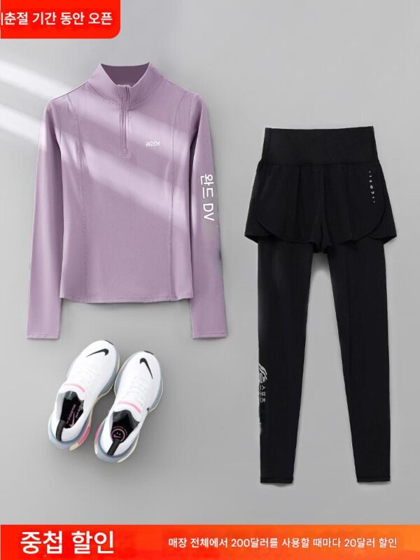 프로페셔널 러닝 슈트 여성 가을 ​​겨울 긴팔 스포츠웨어 2024 신상 고탄성 요가 슈트 상의 피트니스 트레이닝 슈트