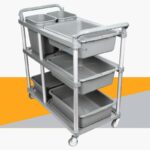 호텔 레스토랑 3단 식품 수거 카트 소형 트롤리 볼 수거 카트 식품 배달 카트 호텔 이동식 수거 도구 서비스 차량 - 이미지 2