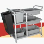 호텔 레스토랑 3단 식품 수거 카트 소형 트롤리 볼 수거 카트 식품 배달 카트 호텔 이동식 수거 도구 서비스 차량 - 이미지 5