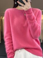 여성용 니트 캐시미어 바텀 스웨터, 새로운 가을, 겨울 대형 울 스웨터, 루즈하고 슬림한 스웨터 풀오버 탑